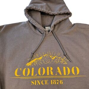 Colorado Men's Gray Fleece Hoodie Size XL Pullover EUC Mountains Travel Graphic